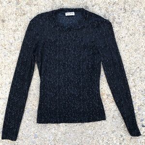 BCBG Paris Long Sleeve Velvet Floral Demask Black